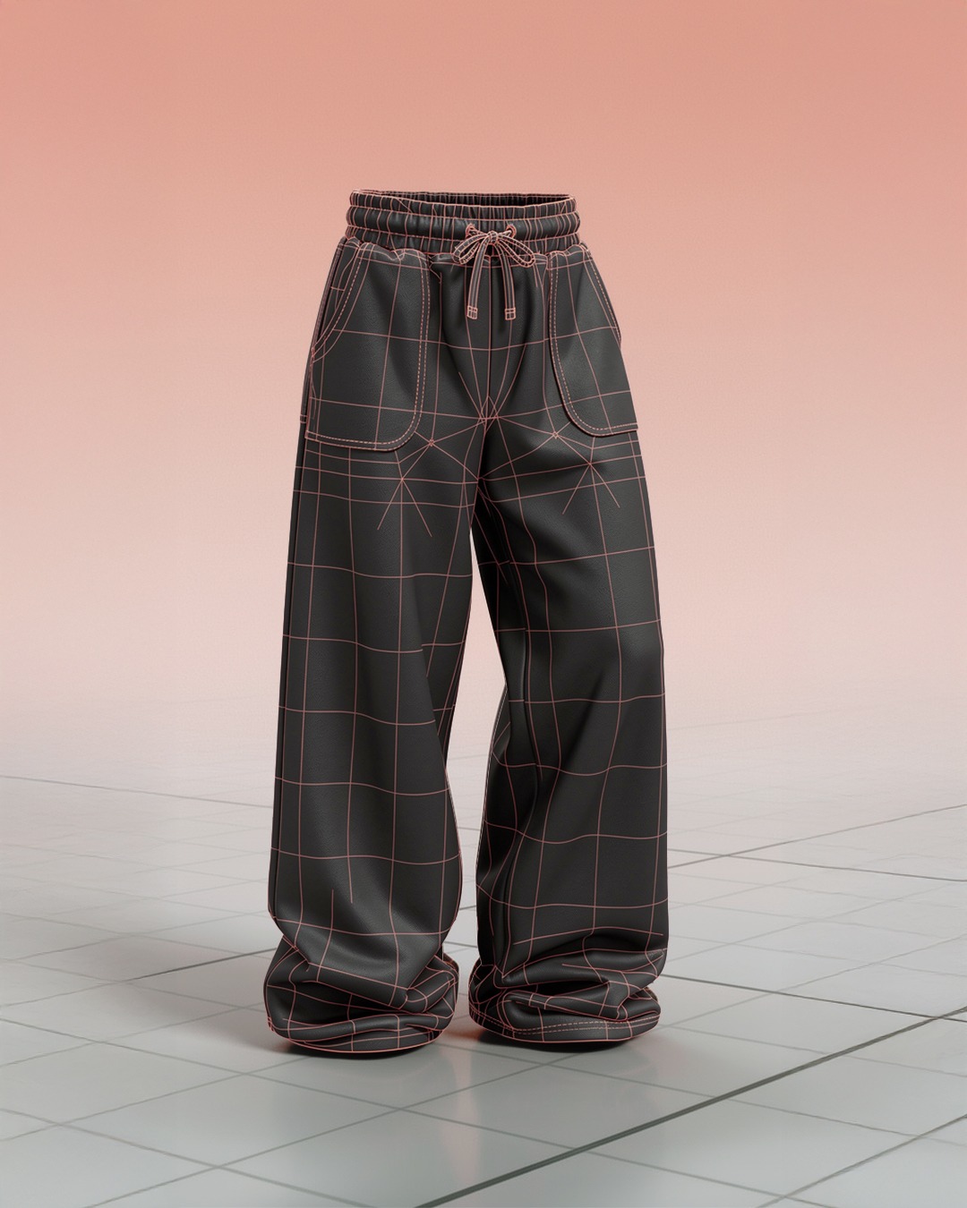 3D-rendered trousers digital fashion prototype used for digital sampling in fashion development