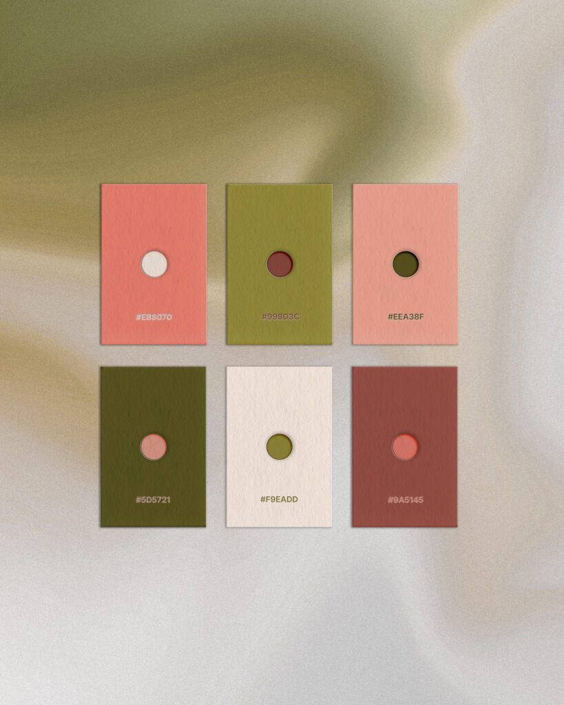 Farbpalette im Brand Design – Beispiel für konsistente Markenfarben in einer Modekollektion